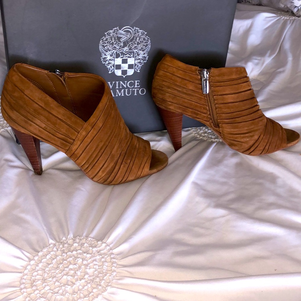 Vince Camuto Suede Open Toe Anara Peep Toe Booties - image 2